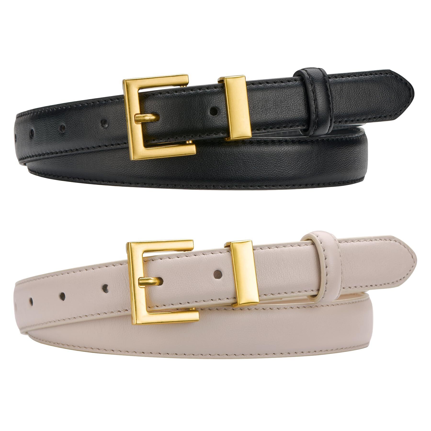 4711 2 Pack Women's Leather Belts For Jeans Pants Dresses Fashion Ladies Wasit